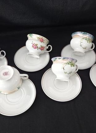 Сервиз / набор чайных чашек   лариса  "цветы"   коростень фарфор состоит из 12 предметов на 6 персон.2 фото