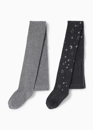 Колготи дитячі 7-8 років сірі однотонні, із зірками c&a