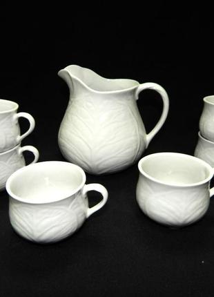 Сервиз для напитков / набор капуста "белый" коростенский фарфор состоит из 7 ед на 6 персон.