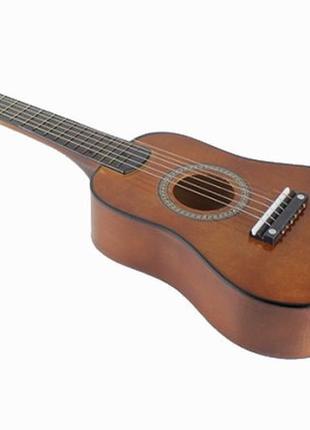 Іграшкова гітара з медіатором m 1 369 дерев'яна  (коричневий)1 фото