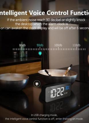 Цифровий будильник latec із великим світлодіодним дисплеєм тем...4 фото