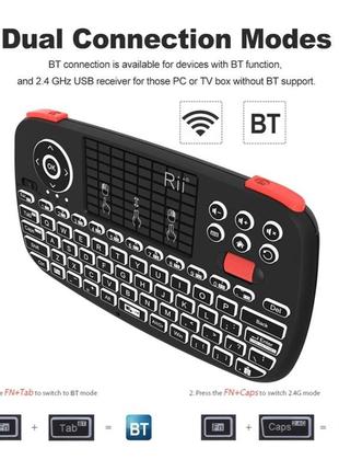 Rii (оновлення) i4 mini bluetooth keyboard with touchpad, blac...3 фото