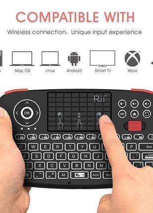 Rii (оновлення) i4 mini bluetooth keyboard with touchpad, blac...5 фото