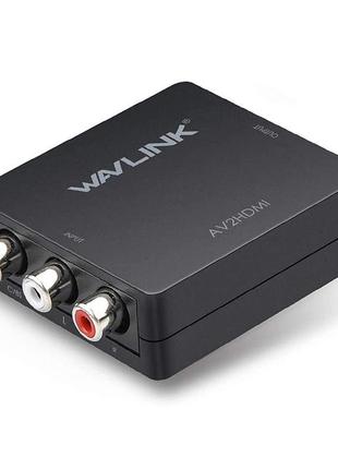 Конвертер wavlink rca в hdmi, 1080p 3rca в hdmi cvbs av композ...