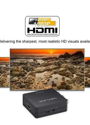 Конвертер wavlink rca в hdmi, 1080p 3rca в hdmi cvbs av композ...4 фото