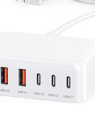 Блок зарядного пристрою usb c, 100 вт gan 6 портів pd usb c і ...
