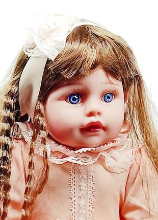 Кукла  говорит на украинском языке "панночка" 50 cм в персиковом3 фото