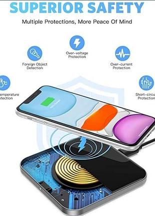 Бездротовий зарядний пристрій agptek, сертифікована qi, швидка...