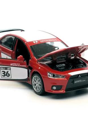 Машинка інерційна металева mitsubishi lancer evolution червона 8