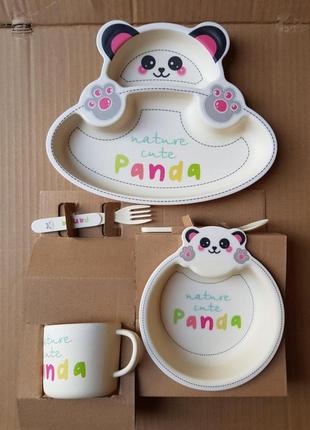 Набор детской посуды бамбуковый nature cute panda4 фото
