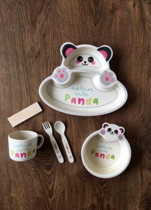 Набор детской посуды бамбуковый nature cute panda1 фото