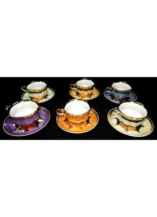 Сервиз /набор кофейных чашек  пестрение "радуга 2" коростенский фарфор состоит из 12 предметов на 6 персон.1 фото