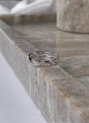 🇺🇦 кольцо срібло 925° покриття родій, вставка куб.цирконії 1406.17р3 фото