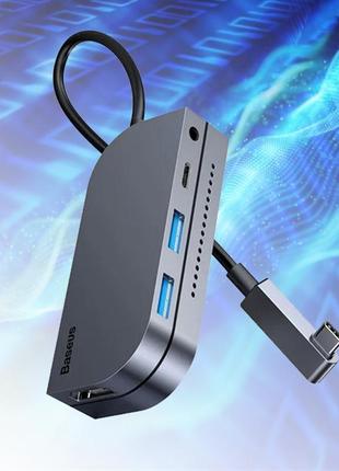 Usb hub переходник адаптер type-c to sd microsd 1xusb-a 3.0 1xusb 3.0 type-c hdmi baseus cahub-wjog