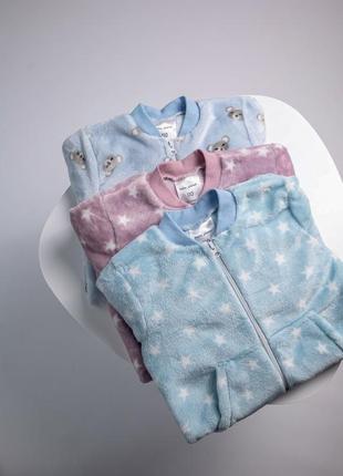 Слип махровый ромпер пижама для сна на мальчика на девочку голубая5 фото