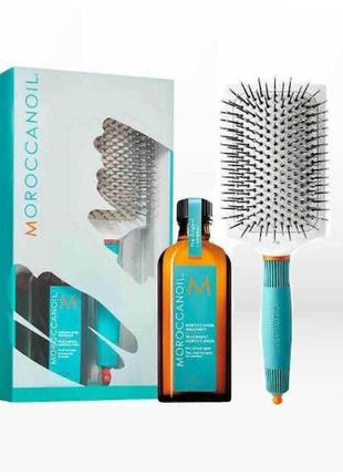 Moroccanoil oil all  hair types + brush paddle  набор масло + расческа5 фото