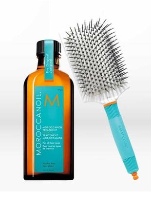 Moroccanoil oil all  hair types + brush paddle  набор масло + расческа3 фото