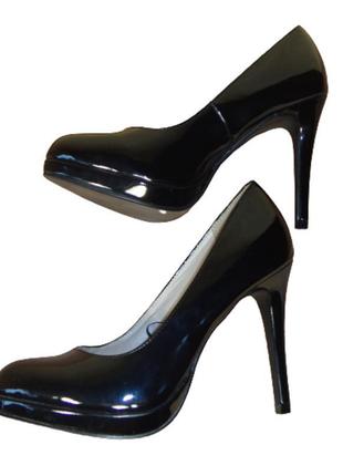 Туфлі жіночі чорні лакові на підборах atmosphere (розмір 37)2 фото