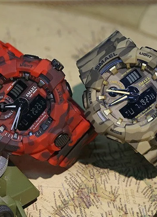 Мужские спортивные наручные часы smael камуфляжные защитные армейские военные