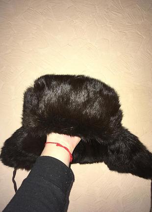 Шапка ушанка мех натуральный замш