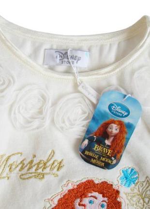 Блузка дитяча бавовняна біла з вишивкою disney store (розмір 1...2 фото