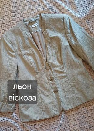 Льняной летний пиджак без воротника canda от c&a