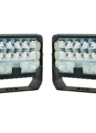 Led фара прямоугольная (2шт) 81w ближний + дальний та желтый габарит 12-24v (13x8,5x5см) фары на трактор мтз