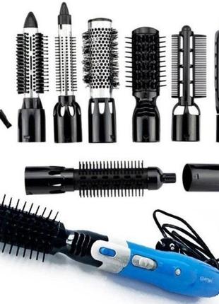 Стайлер фен-щітка для укладання волосся 10 в 1 універсальний набір з насадками 1000 ватт gemei gm-4833