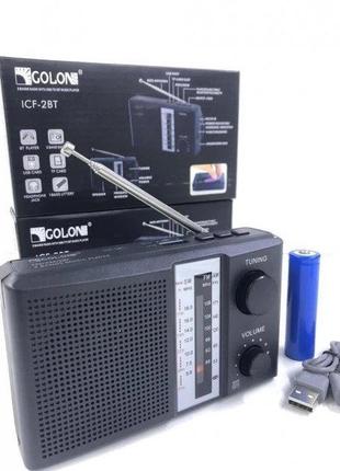 Акумуляторний радіоприймач кишеньковий golon icf-2 bt fm/am/sw usb