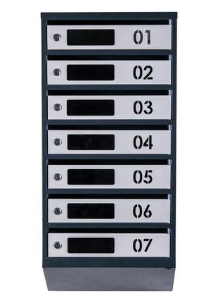 Поштовий ящик галіндустрія багатосекційний яп07d на 7 квартир антрацит-сірий 850x390x2002 фото