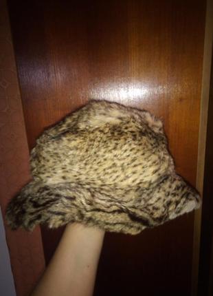 Панама меховая шапка шлапа кролик окрас леопард