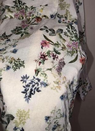 Рубашка zara легкая с цветами классическая3 фото