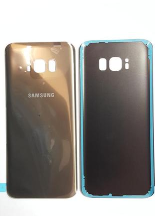 Кришка задня samsung g955f, galaxy s8 plus золота зі склом кам...