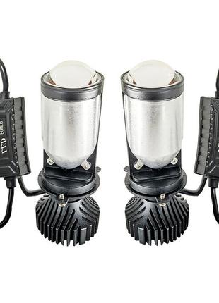 Led линзы h4 mini ближний/дальний 60 вт headlight y6d bi-led 5500k 12v-24v с гарантий