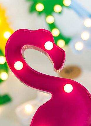 Світильник настільний декоративний нічник toys lamp фламінго 3d рожевий на батарейках3 фото