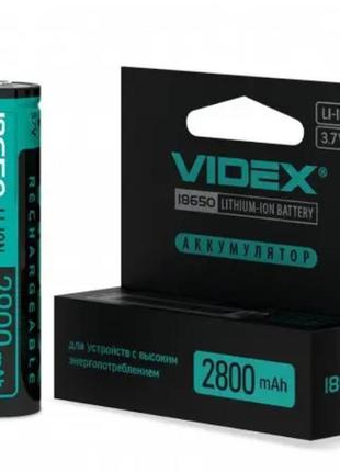 Аккумулятор videx 18650 2800 mah li-ion 3.7v с защитой