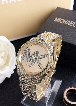 Жіночі наручні золоті металеві нові якісні годинники годинник з камінням