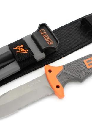 Туристический охотничий нож в чехле с огнивом и свистком gerber bear grylls в-226 25 см