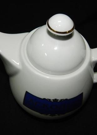 Чайник заварний тетяна "чай аскольд" коростенський фарфор отводка золотом.3 фото