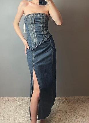 Джинсовое платье миди zara
