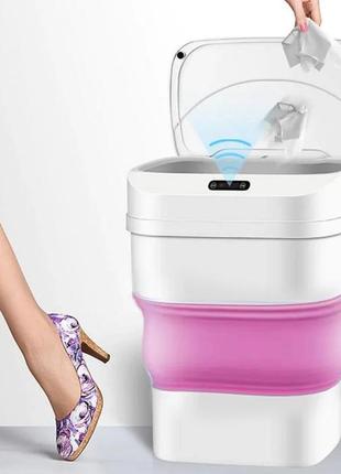 Раскладное мусорное ведро с сенсорной крышкой на 8л мусорная корзина a-plus zsw-l11 розовое