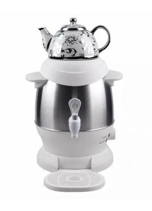 Електричний самовар 6 літрів із фарворовим заварним чайником raf r-7115 білий