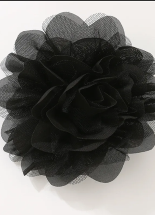 Роскошная брошь цветок черная1 фото
