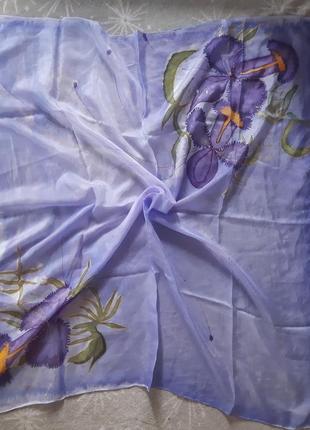 Натуральной шёлк платок. шов роуль5 фото