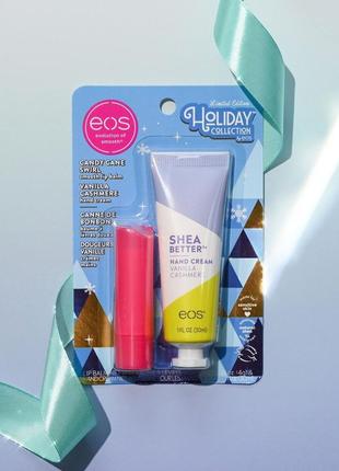 Набор крем для рук и бальзам для губ eos vanilla cashmere hand cream &amp; candy cane swirl lip balm