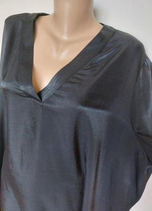 Батал,черная сатиновая блуза, рубашка2 фото