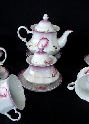 Сервіз чайний "перший бал" коростенський фарфор складається з 11 предметів на 4 персони ручна робота.