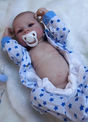 Лялька реборн хлопчик - повністю вініл-силіконовий реалістичний пупс з аксесуарами, новонароджений малюк, як жива справжня дитина8 фото