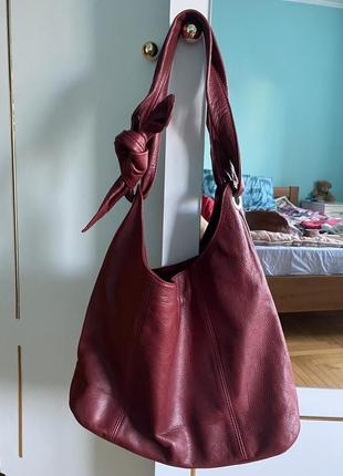 Кожаная сумка италия красная1 фото
