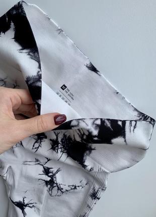 Чорно білі лосіни пушап, мармурові лосіни, спортивні лосіни